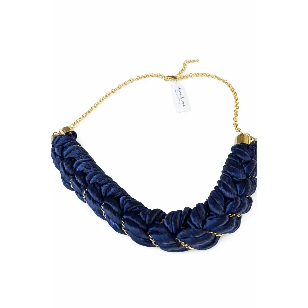 Anna & Ava Navy Braided Statement Necklace + Matching Teardrop Earrings Set - Picture 2 of 3